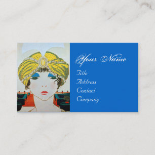 Carte De Visite FEMME AVEC TURBAN JAUNE ORIENTAL / Mode Beauté