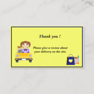 Carte De Visite Femme conducteur de livraison Merci avis