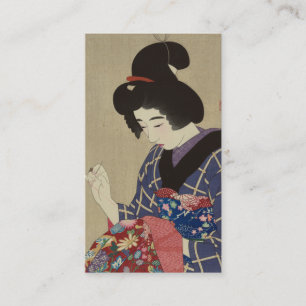 Carte De Visite Femme cousant, Itō Shinsui - bois de graveur