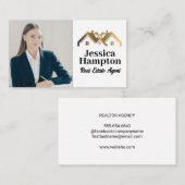 Carte De Visite Femme d'affaires assise | Logo immobilier (Devant / Derrière)