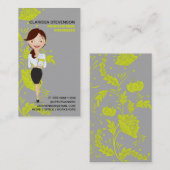 Carte De Visite Femme d'affaires - Logo de caractères Lime vert Fl (Devant / Derrière)