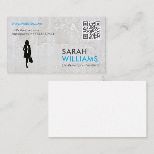Carte De Visite Femme d'affaires | Marbre | Code QR (Devant / Derrière)