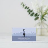 Carte De Visite Femme d'affaires Silhouette & City Skyline (Debout devant)