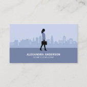Carte De Visite Femme d'affaires Silhouette & City Skyline (Devant)