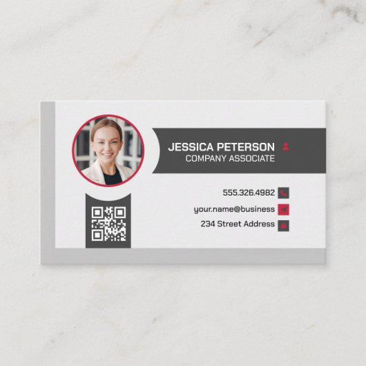 Carte De Visite Femme d'affaires souriante | Entreprise | Code QR (Devant)