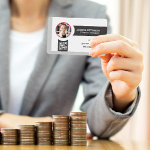 Carte De Visite Femme d'affaires souriante Entreprise Code QR