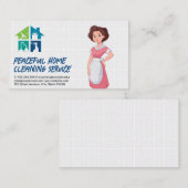 Carte De Visite Femme dans Maid Attire | Icônes de nettoyage (Devant / Derrière)