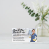 Carte De Visite Femme de ménage avec serpillière | Services de net (Debout devant)