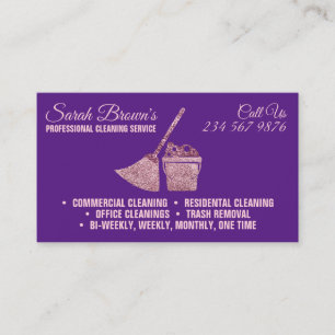 Carte De Visite Femme de ménage de service de nettoyage violet sci