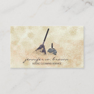 Carte De Visite Femme de ménage Gold Sparkle nettoyage janitorial