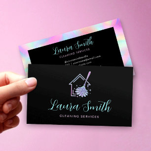 Carte De Visite Femme de ménage holographique tendance pour la mai