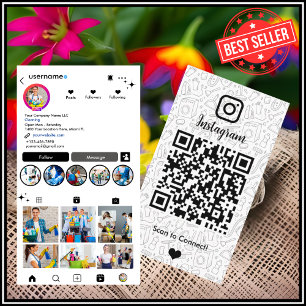 Carte De Visite Femme de Ménage Instagram   Maison de Code QR Blan