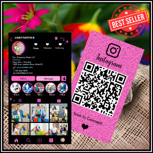 Carte De Visite Femme de ménage Instagram Rose   Carton de ménage 