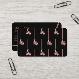 Carte De Visite Femme de ménage nettoyant la maison rose doré bril