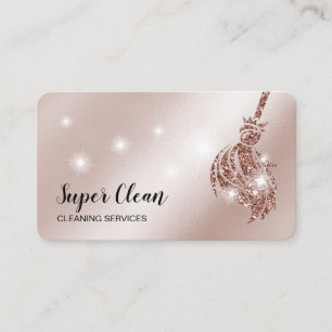 Carte De Visite Femme de ménage nettoyant la maison rose gold scin