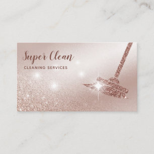 Carte De Visite Femme de ménage nettoyant une maison en rose gold