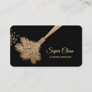 Carte De Visite Femme de ménage nettoyant une maison rose gold sci