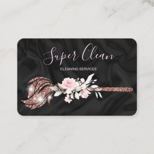 Carte De Visite Femme de ménage nettoyant une maison rose gold sci (Devant)