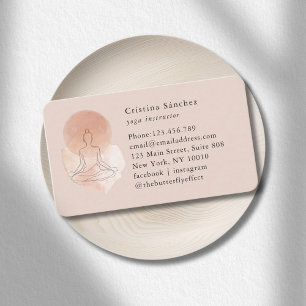 Carte De Visite Femme de yoga en méditation en art linéaire minima
