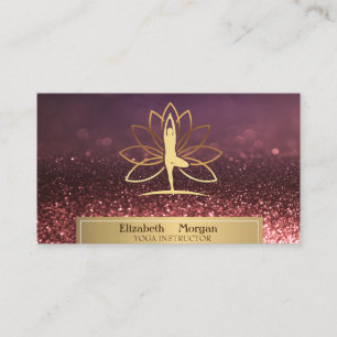 Carte De Visite Femme dorée silhouette lotus professeur de yoga Bo