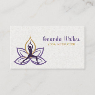Carte De Visite Femme en Pose de Yoga Fleur Lotus