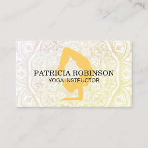 Carte De Visite Femme en Pose de Yoga   Motif Mandala