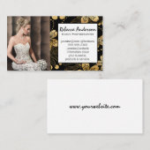 Carte De Visite Femme en robe Mariage | Modèle Floral Or (Devant / Derrière)