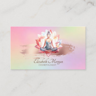 Carte De Visite Femme Lotus Rose Gold Pinceau Holographique