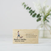 Carte De Visite Femme Marcher Chien | Grain de bois (Debout devant)