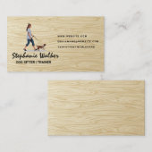 Carte De Visite Femme Marcher Chien | Grain de bois (Devant / Derrière)