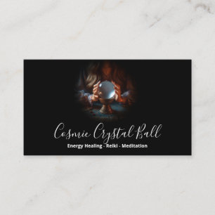 Carte De Visite Femme Noire Boule de Cristal Énergie Reiki Méditat