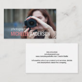 Carte De Visite Femme photographe tenant une caméra (Devant / Derrière)