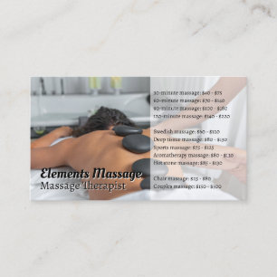 Carte De Visite Femme recevant un massage aux pierres Spa