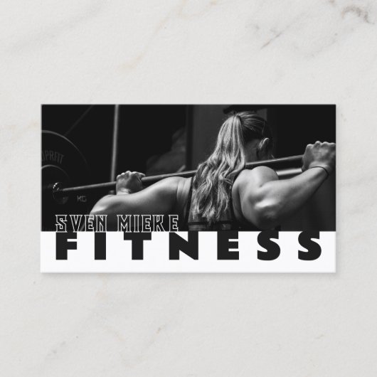 Carte De Visite Femme Remise en forme de poids noir blanc (Devant)