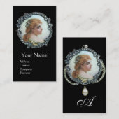 CARTE DE VISITE FEMME ROMANTIQUE AUX FLEURS DE DIAMONDES ENAMMÈNE  (Devant / Derrière)