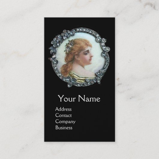 CARTE DE VISITE FEMME ROMANTIQUE AUX FLEURS DE DIAMONDES ENAMMÈNE  (Devant)