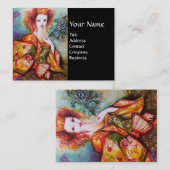 CARTE DE VISITE FEMME ROMANTIQUE AVEC PÂTE DE PEACOCK ÉCLANTE (Devant / Derrière)