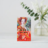 Carte De Visite FEMME ROMANTIQUE AVEC PÂTE DE PEACOCK ÉCLANTE, rou (Debout devant)