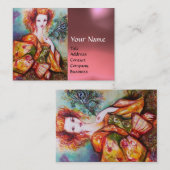 Carte De Visite FEMME ROMANTIQUE AVEC PEACOCK FEACOCK Gem rose (Devant / Derrière)