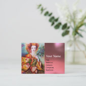 Carte De Visite FEMME ROMANTIQUE AVEC PEACOCK FEACOCK Gem rose (Debout devant)