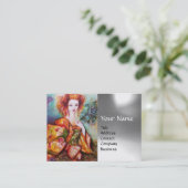 Carte De Visite FEMME ROMANTIQUE AVEC PEACOCK FEACOCK Gray blanc (Debout devant)