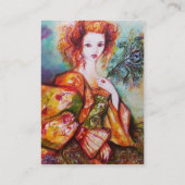 Carte De Visite FEMME ROMANTIQUE AVEC PEACOCK FEACOCK Gray blanc (Dos)