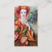 Carte De Visite FEMME ROMANTIQUE AVEC PEACOCK FEACOCK Green Damask (Dos)