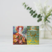 Carte De Visite FEMME ROMANTIQUE AVEC PEACOCK FEACOCK Yellow Damas (Debout devant)