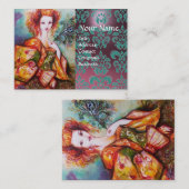 Carte De Visite FEMME ROMANTIQUE AVEC PEACOCK FEATHER Purple Damas (Devant / Derrière)