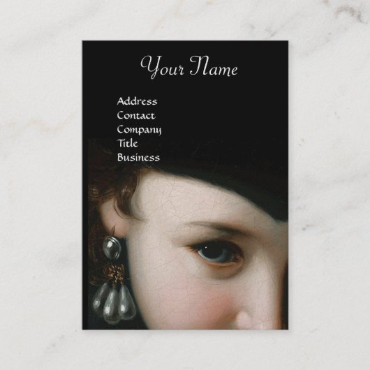 CARTE DE VISITE FEMME ROMANTIQUE, JEUX ANCIENS ET PERLES MONOGRAMM (Devant)