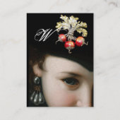 CARTE DE VISITE FEMME ROMANTIQUE, JEUX ANCIENS ET PERLES MONOGRAMM (Dos)