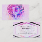 Carte De Visite Femme rose d'arbre de yoga dans des couleurs en (Devant / Derrière)
