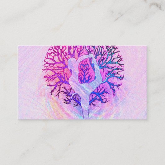 Carte De Visite Femme rose d'arbre de yoga dans des couleurs en (Devant)
