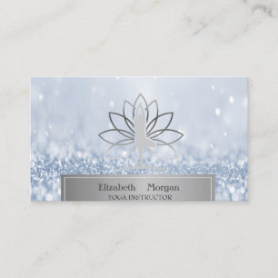 Carte De Visite Femme Silhouette Lotus Professeur de Yoga Bleu Bok